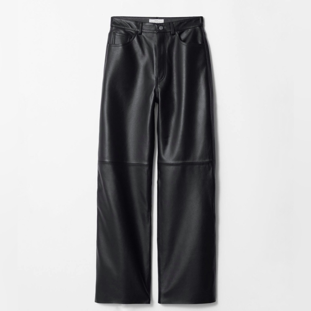 Black Faux Leather Wide-Leg Pants